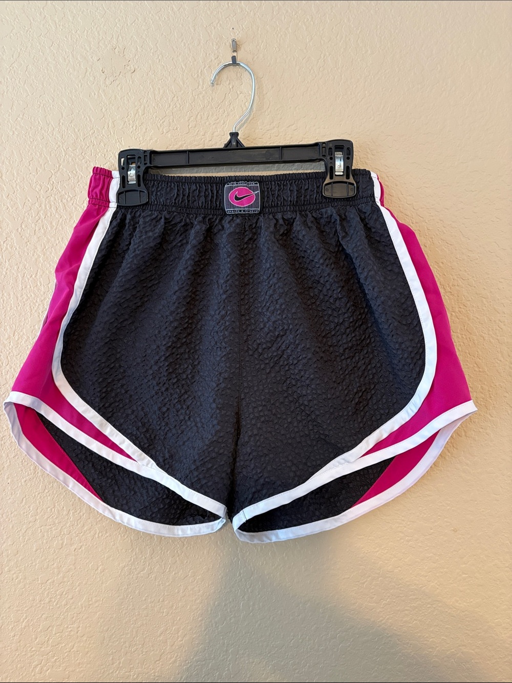 Nike Women's Black and Pink Athletic Running Shorts
